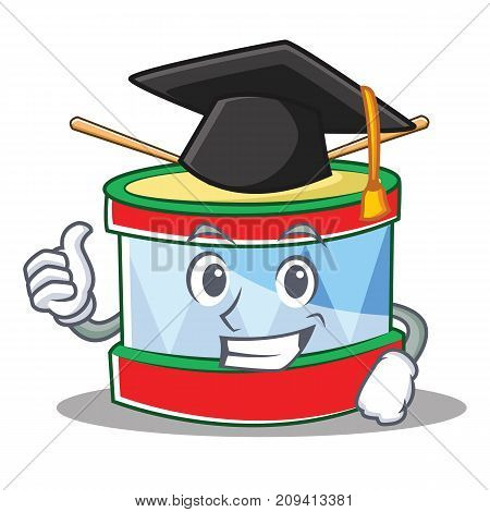 Graduation toy drum character cartoon vector illustration