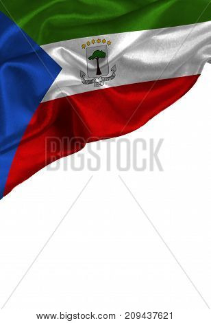 Grunge colorful flag Equatorial Guinea with copyspace for your text or images,isolated on white background. Close up, fluttering downwind.
