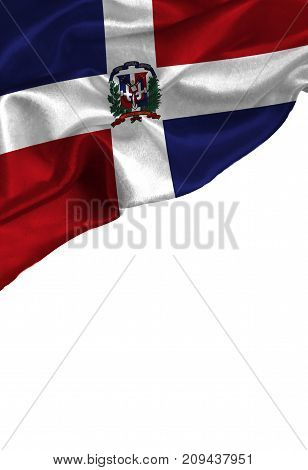 Grunge colorful flag Dominican Republic with copyspace for your text or images,isolated on white background. Close up, fluttering downwind.
