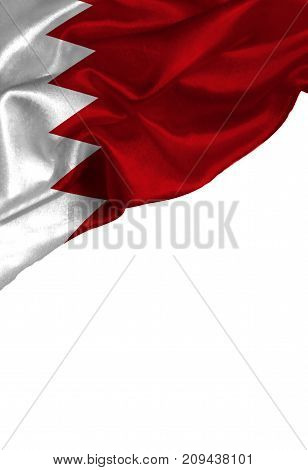 Grunge colorful flag Bahrain with copyspace for your text or images,isolated on white background. Close up, fluttering downwind.