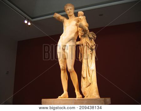 Hermes of Praxiteles at Archaeological site of Olympia Peloponnese Greece