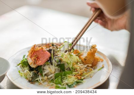 Vietnamese rice noodle roll called Banh cuon