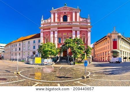Presern Square In Ljubljana Panoramic View