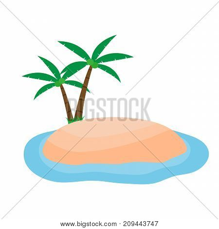 vector illustration of small island with coconut tree on isolate background