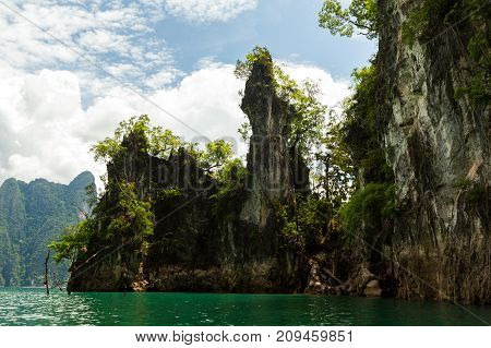 Karst Mountains Of Lake Cheo Lan In Thailand