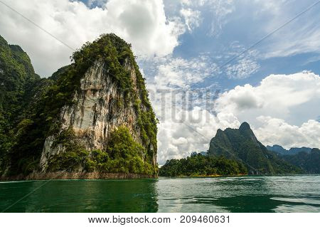 Karst Mountains Of Lake Cheo Lan In Thailand