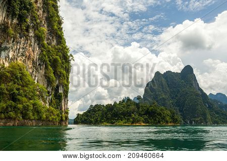 Karst Mountains Of Lake Cheo Lan In Thailand