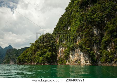 Karst Mountains Of Lake Cheo Lan In Thailand