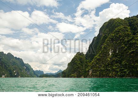 Karst Mountains Of Lake Cheo Lan In Thailand