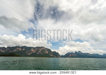 Karst Mountains Of Lake Cheo Lan In Thailand
