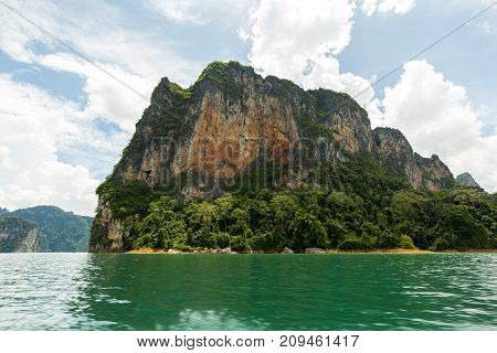 Karst Mountains Of Lake Cheo Lan In Thailand