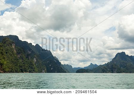 Karst Mountains Of Lake Cheo Lan In Thailand