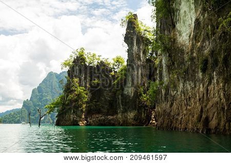 Karst Mountains Of Lake Cheo Lan In Thailand