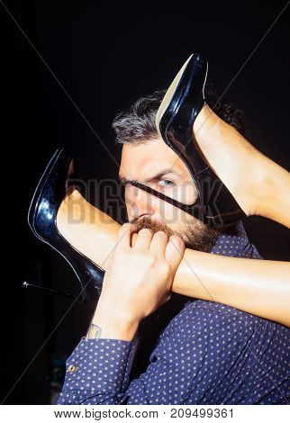Guy At Table With Female Legs.