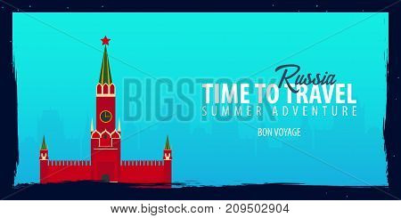 Russia Banner. Time To Travel. Journey, Trip And Vacation. Vector Flat Illustration.