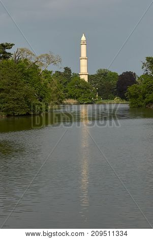 Lednice, Czech Republi - May 07, 2013: Minaret in Lednice. Lednice, South Moravia, Czech Republic