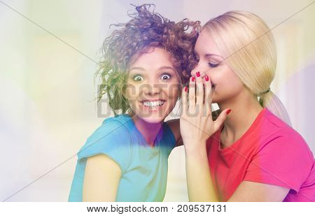 Women secret gossip gossiping leisure beautiful happy
