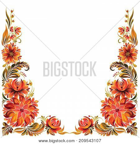 Ukrainian traditional ornament for design, Petrikovskaya painted with flowers