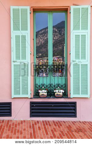 Window With Shutters In Monaco-ville, Monaco.
