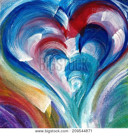 Acrylic painting on canvas of broad brush strokes forming heart shape
