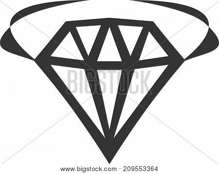Diamond and Ring Halo - Luxury Symbol. Gemstone Logo for Success, Quality, Value, Romance and Treasure. A Sign or Icon for Royalty, Engagement, Love, and Jewelry.