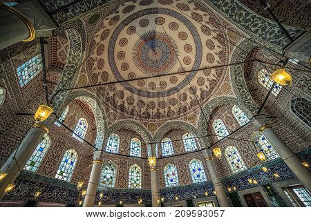 ISTANBUL, TURKEY - October 2, 2017: Interior of the Tomb of Sultan Mehmed III located on the territory of Hagia Sophia museum complex