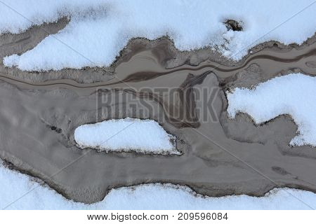 Mud Volcanoes in winter. Texture and eruption. Berca Buzau Romania
