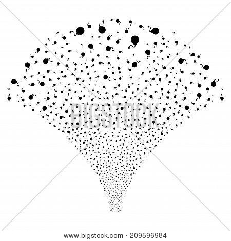 Source of bomb icons. Vector illustration style is flat black iconic symbols on a white background. Object source done from scattered design elements.