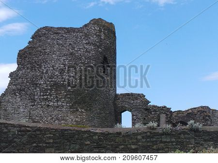 The ancient ruins of Aberystwyth castle in Wales