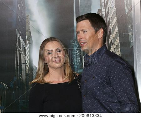 LOS ANGELES - OCT 16:  Beverly Mitchell, Michael Cameron at the Geostorm Premiere at the TCL Chinese Theater IMAX on October 16, 2017 in Los Angeles, CA
