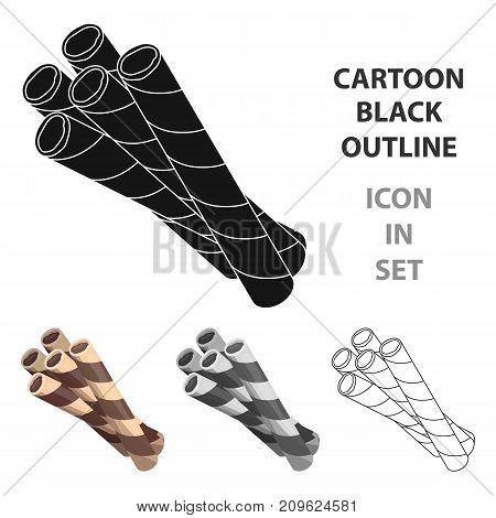 Chocolate wafer straws icon in cartoon design isolated on white background. Chocolate desserts symbol stock vector illustration.