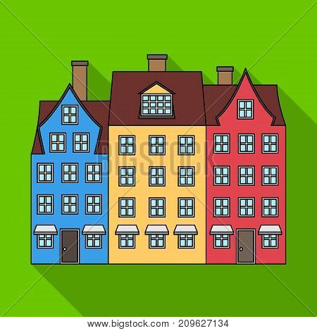 Building single icon in flat style.Building, vector symbol stock illustration .