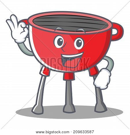 Okay Barbecue Grill Cartoon Character Vector Illustration
