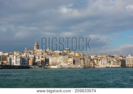View of the Galata Tower from Byzantium times in Istanbul