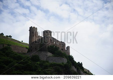 Historic Medeaval Castle in Central Western Germany along the Rhine River.