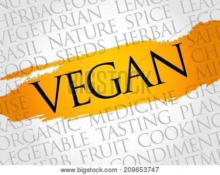 VEGAN word cloud collage food concept background