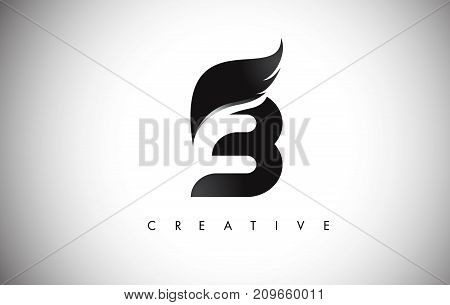 B Letter Wings Logo Design With Black Bird Fly Wing Icon.