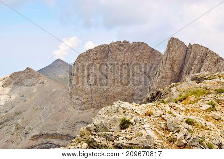 Skala Mytikas and Stephani the highest peaks of Olympus.