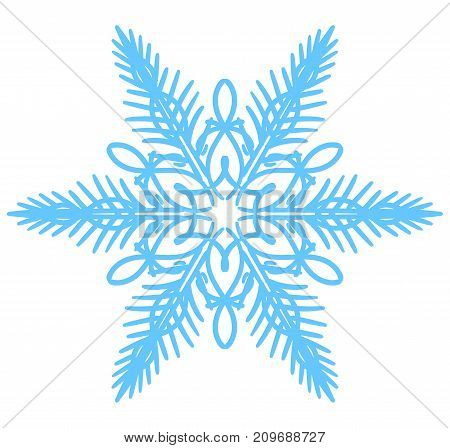 Snowflake vector illustration. Winter simbol. Snow icon blue