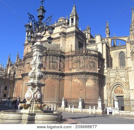 walk in seville spain view on the cathedral