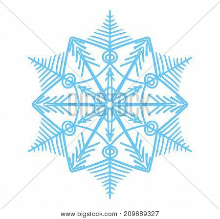 Snowflake vector illustration. Winter simbol. Snow icon blue