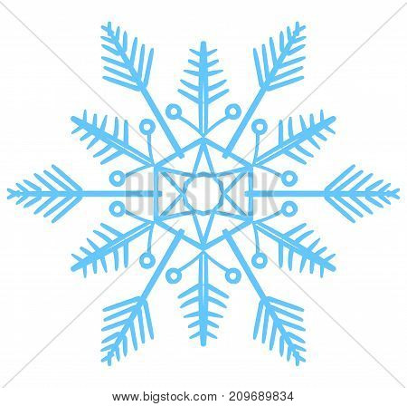 Snowflake vector illustration. Winter simbol. Snow icon blue