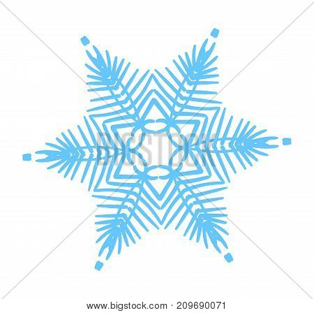Snowflake vector illustration. Winter simbol. Snow icon blue