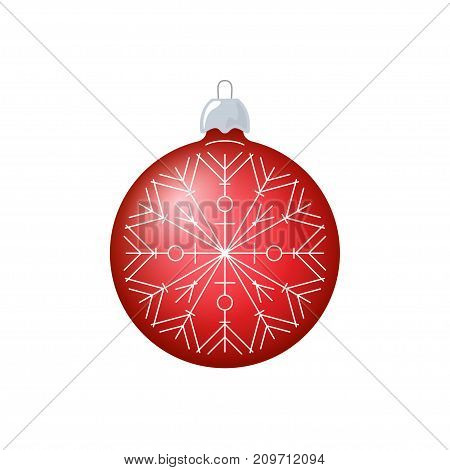 Christmas Red Ball with Snowflake Isolated on White Background Christmas Tree Decoration Merry Christmas and Happy New Year