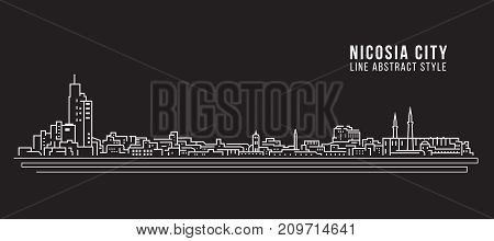 Cityscape Building Line art Vector Illustration design - Nicosia city