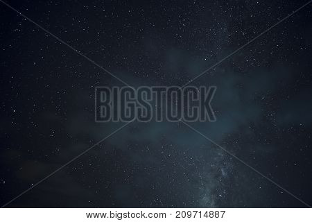 Long exposure and High ISO shot of star and milky way over the mountain at night.