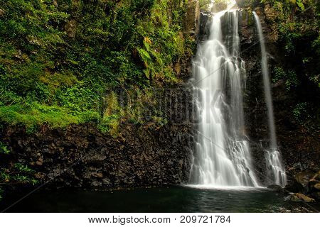 Middle Tavoro Waterfalls In Bouma National Heritage Park, Taveuni Island, Fiji