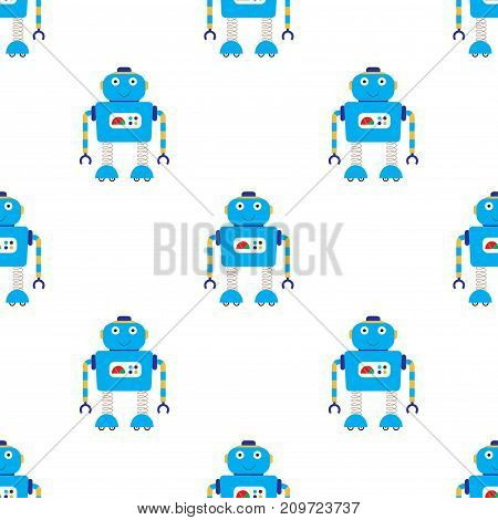 Seamless Pattern Background With Cartoon Robots