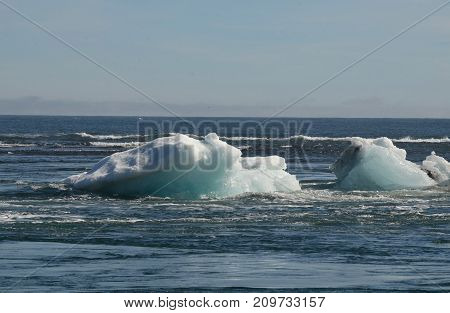 Beautiful berg in iceland in the frigid waters