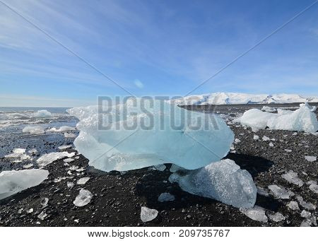 Glacial ice on the beach of Iceland